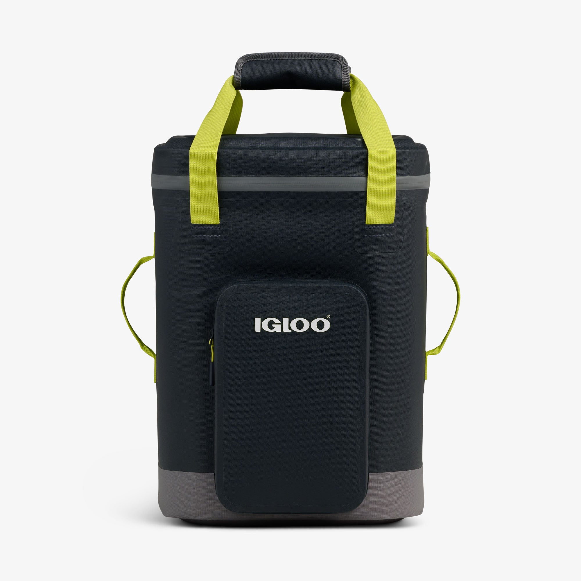 Mochila térmica com alças acolchoadas, cinta peitoral e bolso frontal com zíper